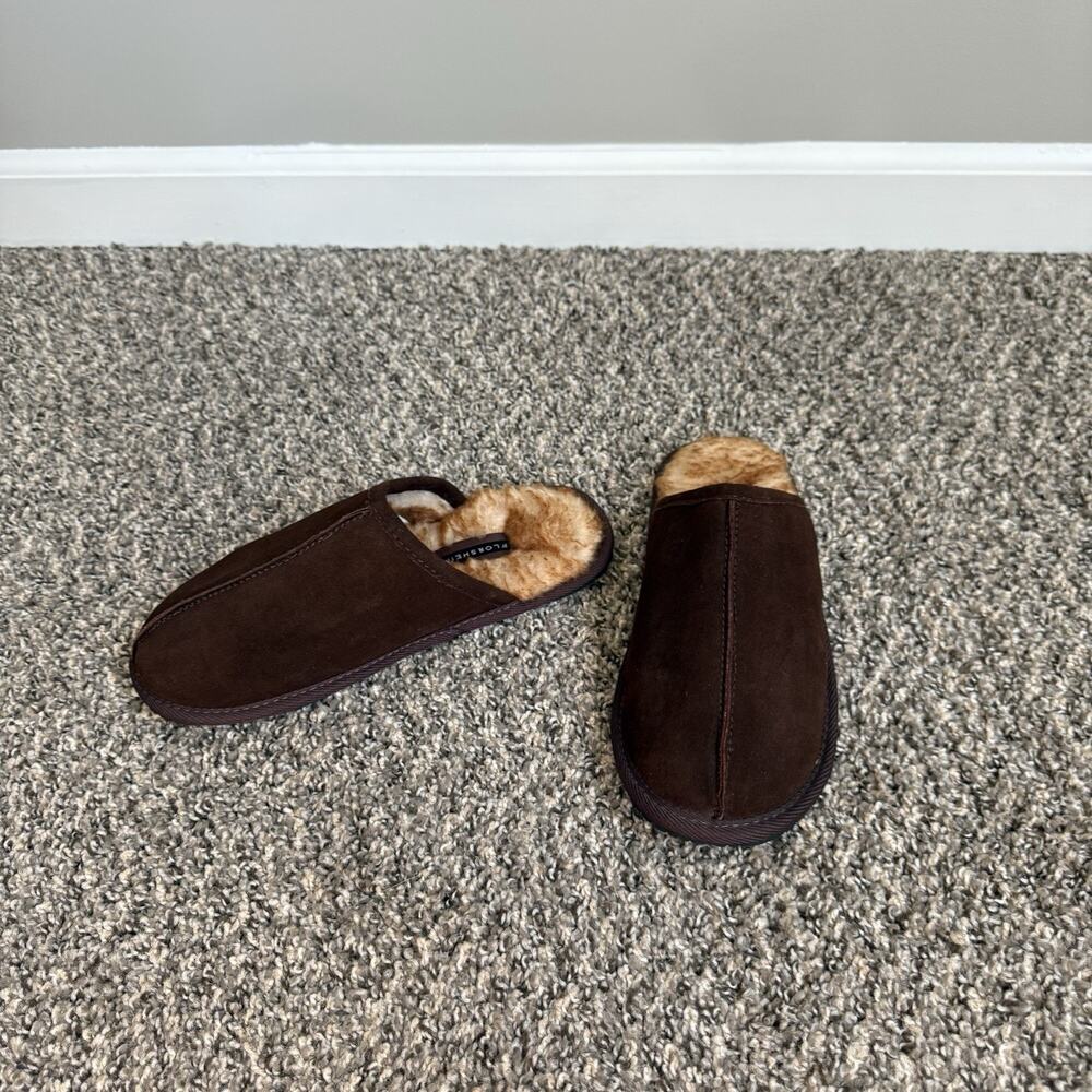 Florsheim Mule Slippers Men’s Size 9 Shearling Lined Brown Suede New
